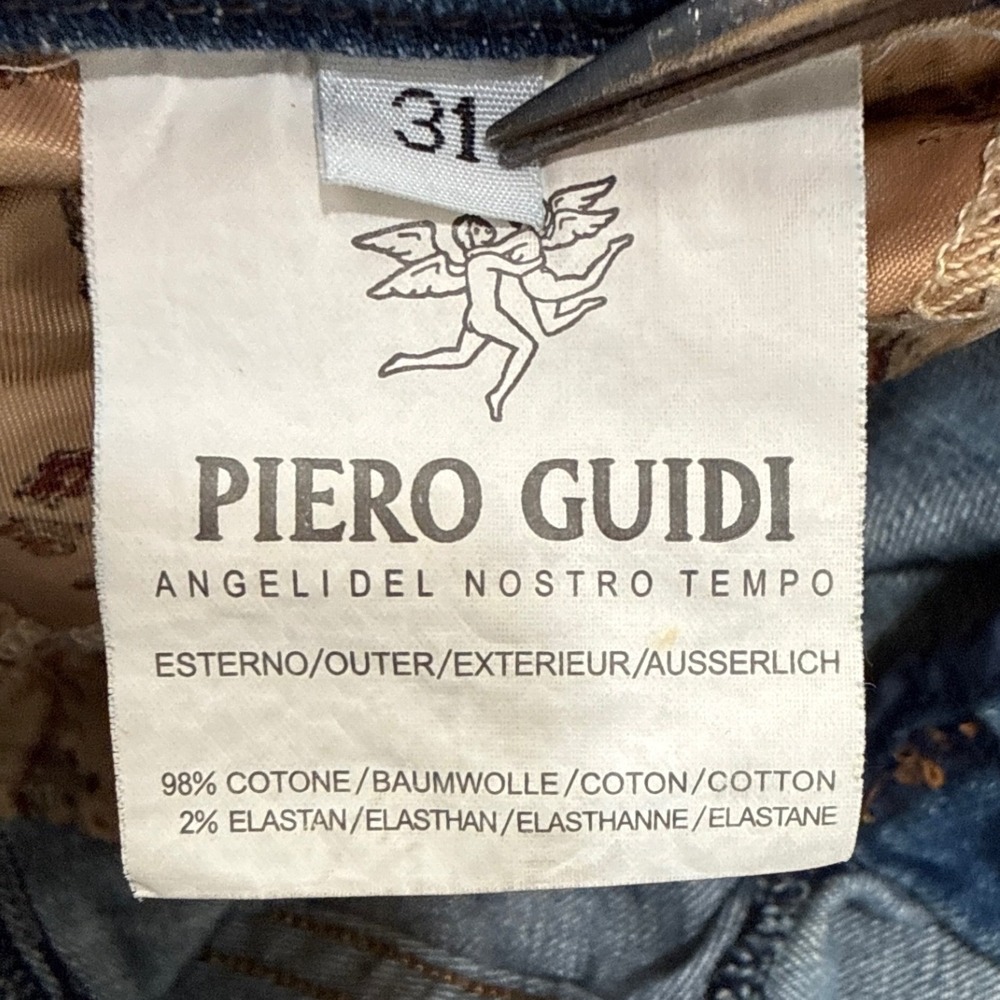 Piero Guidi Magic Circus Straight Leg Distressed Jeans Blue Size 31 Italy - Picture 3 of 8